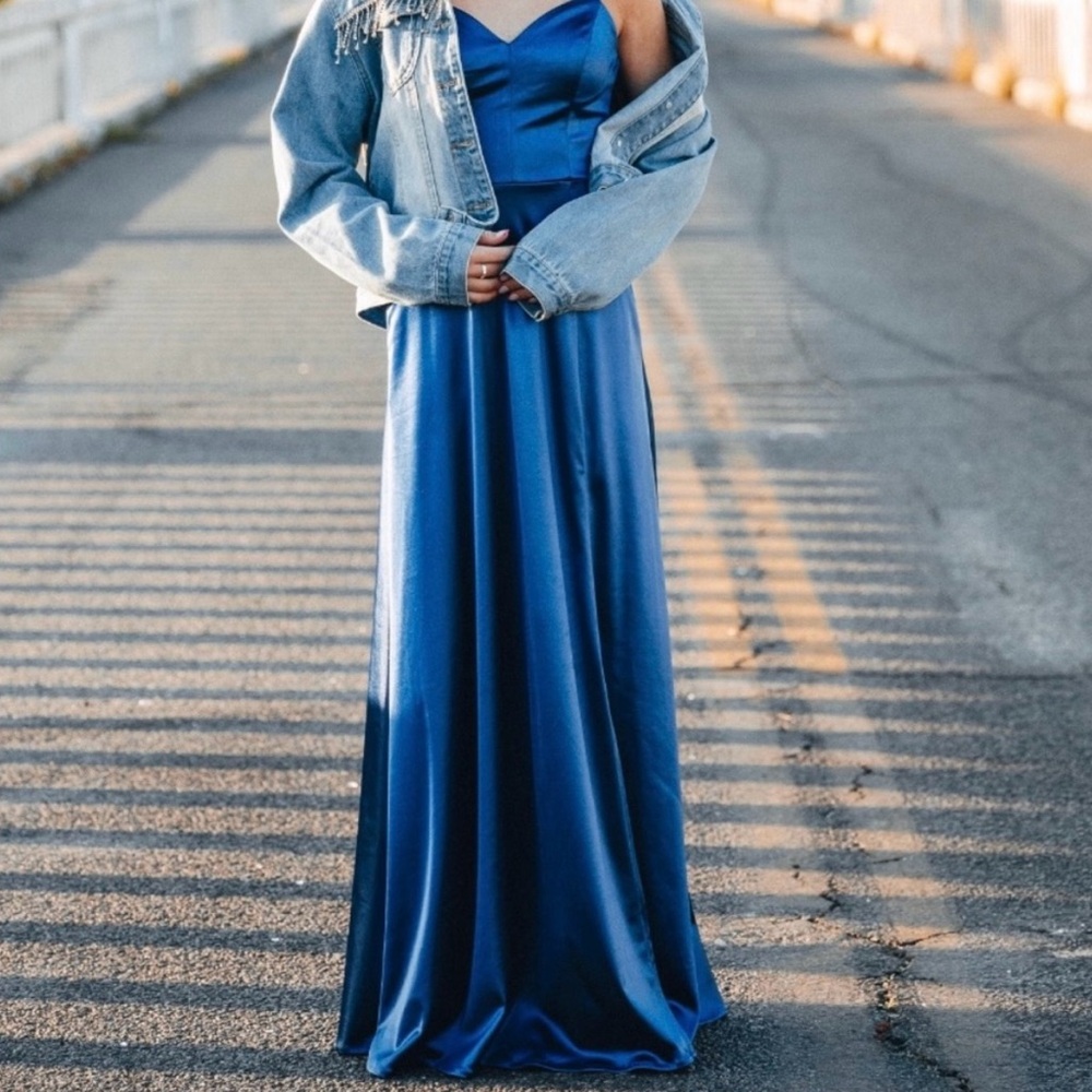 Elegant Blue Satin Gown